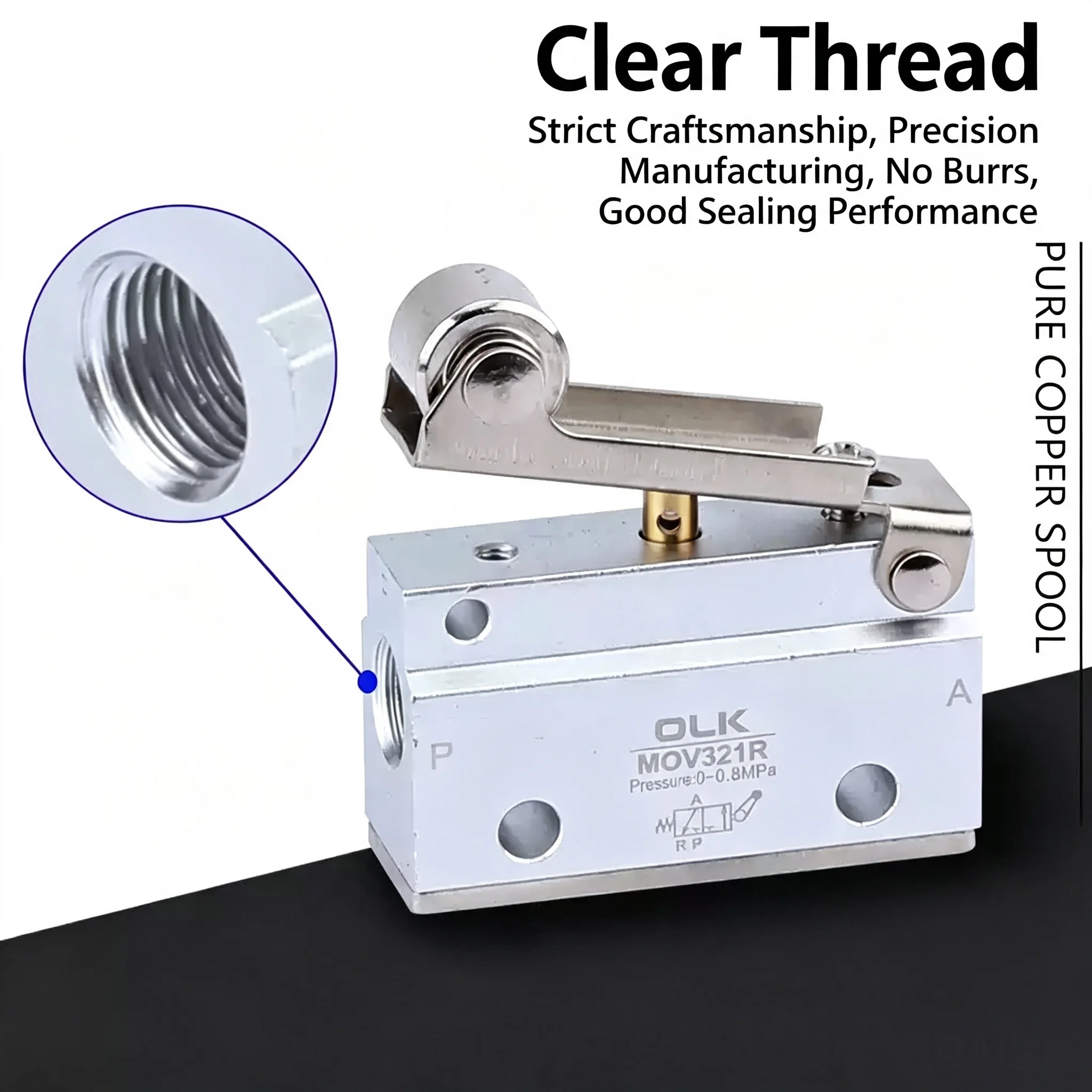 2 Way Pneumatic Mechanical Valve MOV-321 Reversing Valve Roller Hand Manual Valves MOV-02 PT 1/8