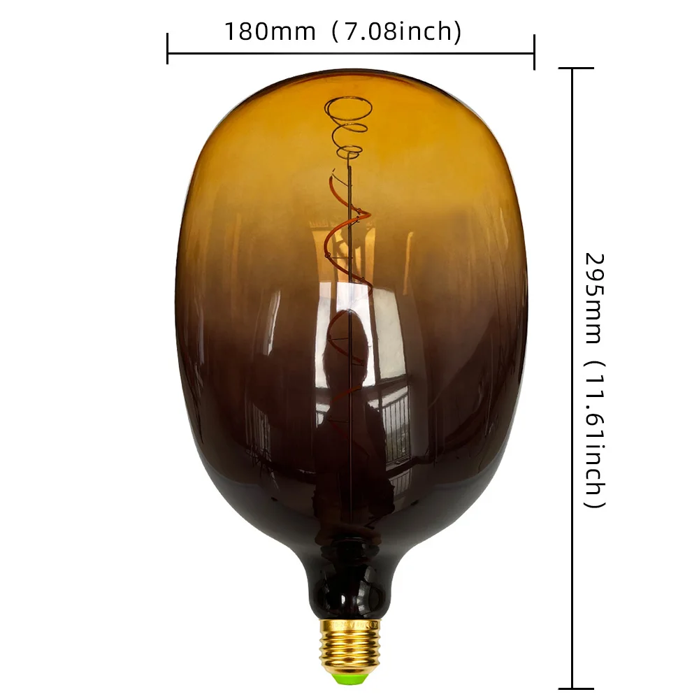 TIANFAN Vintage Led Bulbs Big Light Bulb T180 Cobblestone 4W Dimmable 220-240V E27 Specialty Decorative Edison Bulb