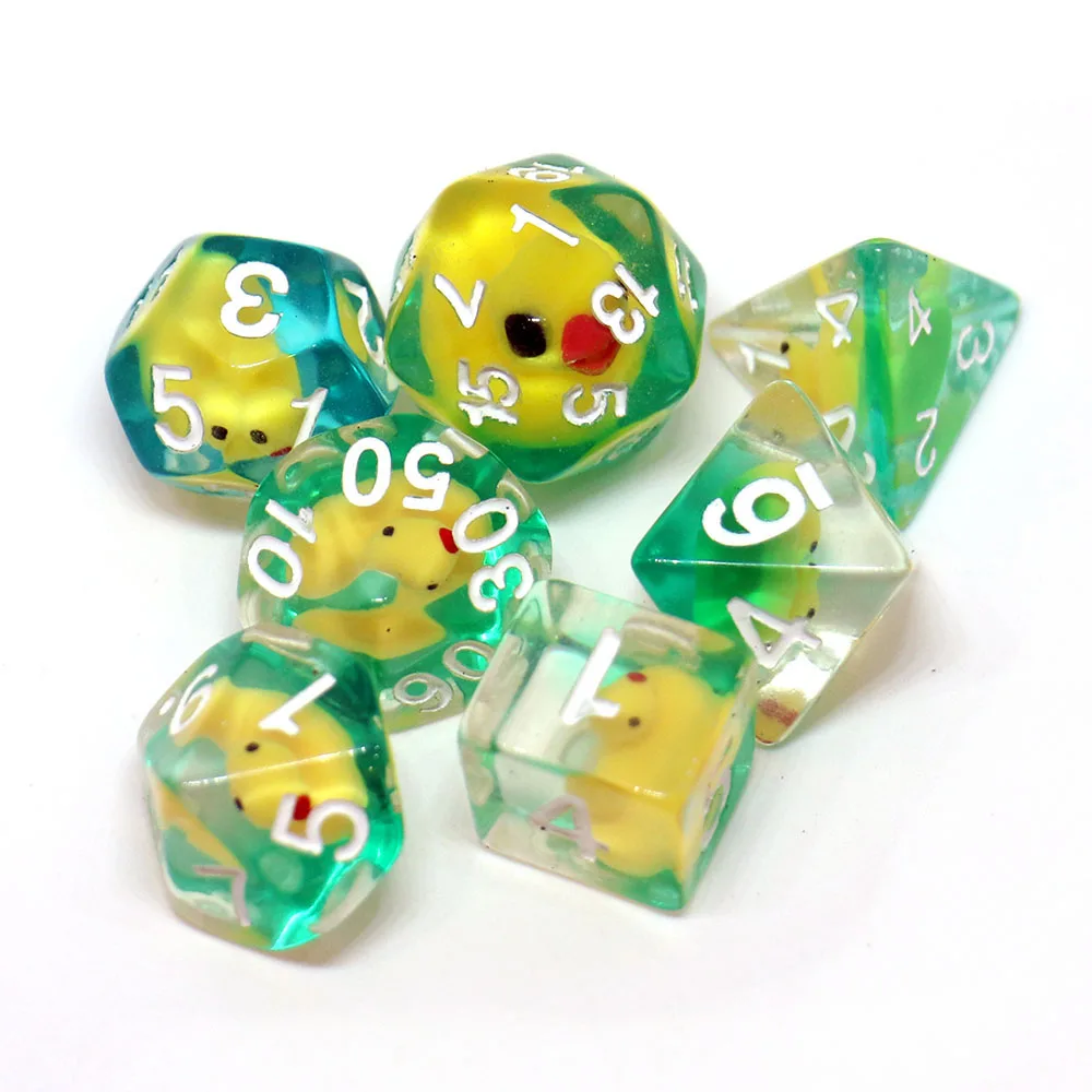 

Набор из 7 шт., набор кубиков для настольной игры с мультяшными животными, многогранные настольные игровые кости, ролевые кости для ролевых игр