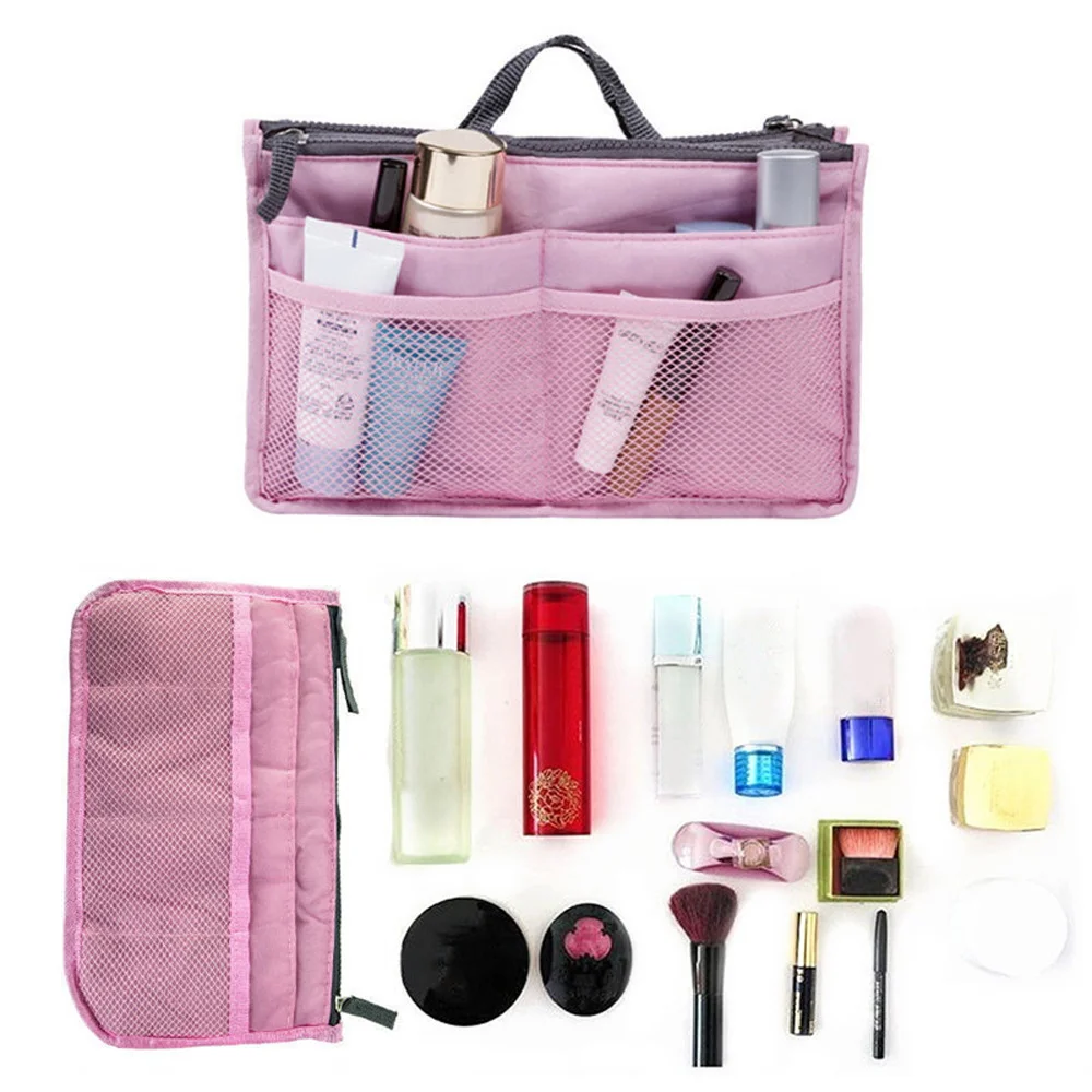 Portable Organizer Insert Makeup Bag Travel Toiletries Handbag Tablet Bag Phone Purse Sport Storage Bag Compartment Cosmetic Bag