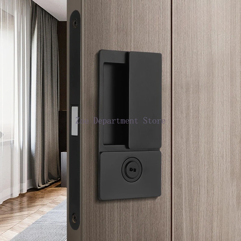 Bedroom Wooden Door Door Lock Magnetic Built-in Sliding Door Lock Silent Push-pull Handleless Double-sided Invisible Lock