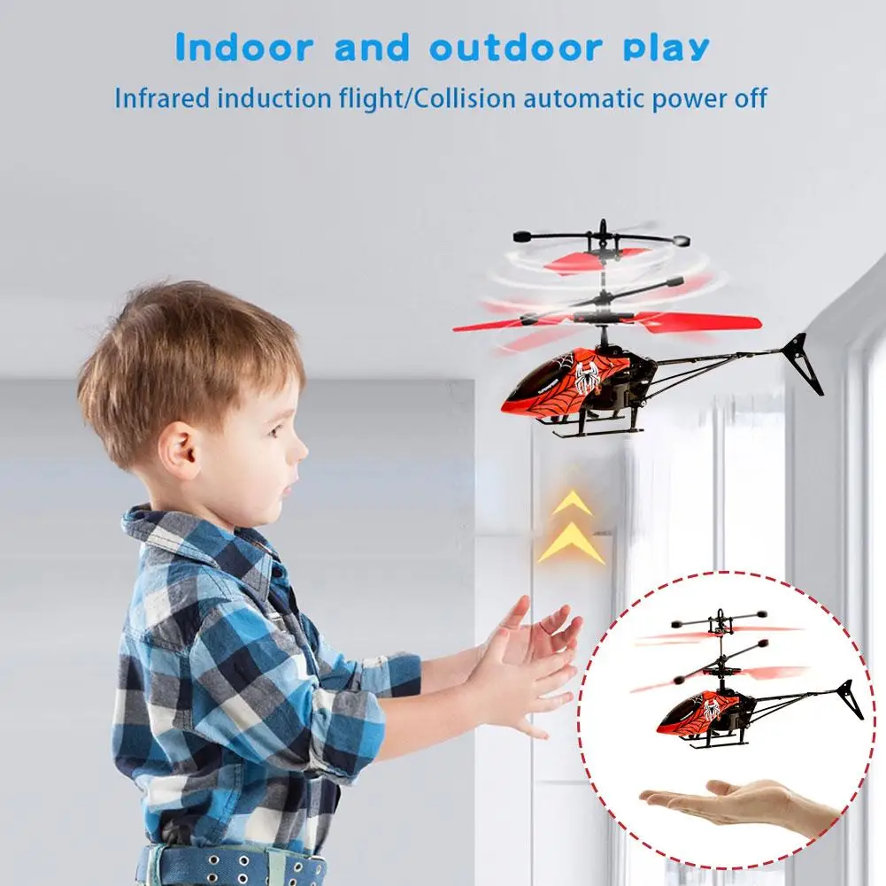 Mini Two-channel Remote Control Aircraft Helicopter Model Educational Children Gesture Intelligent Sensing Electric Drone T K4G8