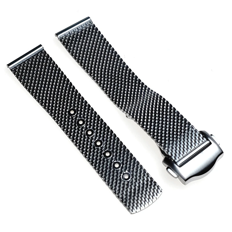 20mm Stainless Steel Watch Strap for Seiko for Omega Seamaster 007 Diving Wrist Band Milanese Mesh Strap Folding Buckle Bracelet