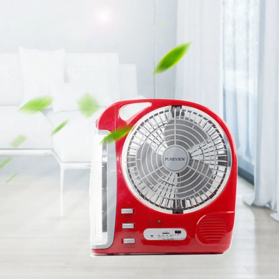 พัดลมตั้งโต๊ะพลังงานแสงอาทิตย์แบบชาร์จไฟได้สำหรับกลางแจ้งในบ้านตั้งแคมป์ขนาดเล็ก8นิ้วมี2เกียร์