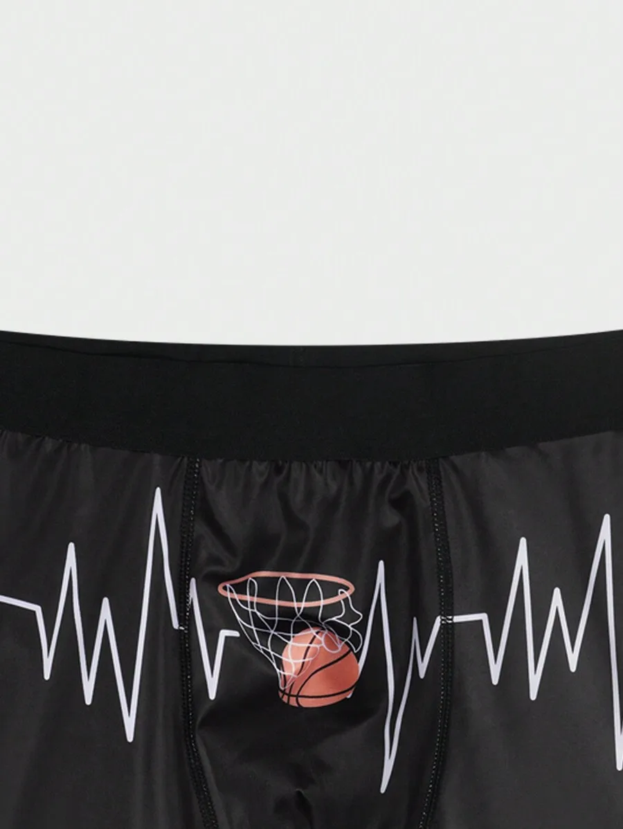 

Mens Basketball Print Square Leg Boxer Shorts