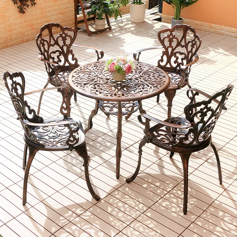 

Outdoor cast aluminum tables and chairs three-five-piece combination