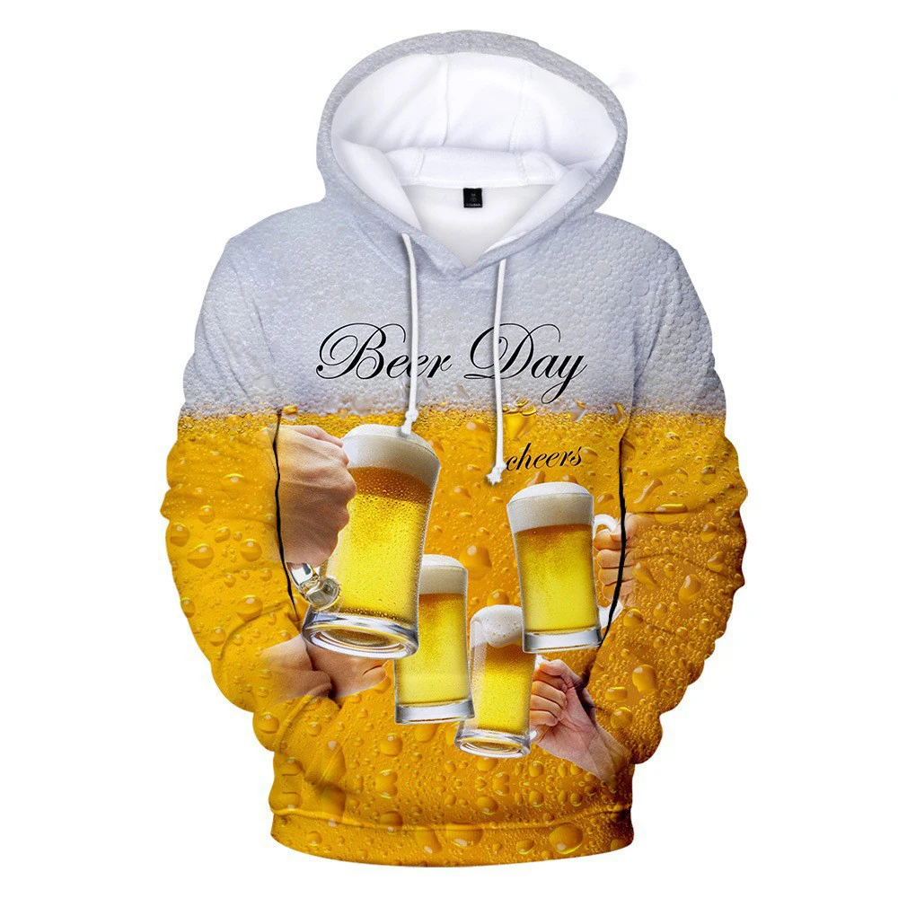 Funny Beer Day 3D Print Hoodies Men Women Hip Hop Streetwear Hooded Sweatshirts Oversized Pullovers Male Tops Unisex Clothing