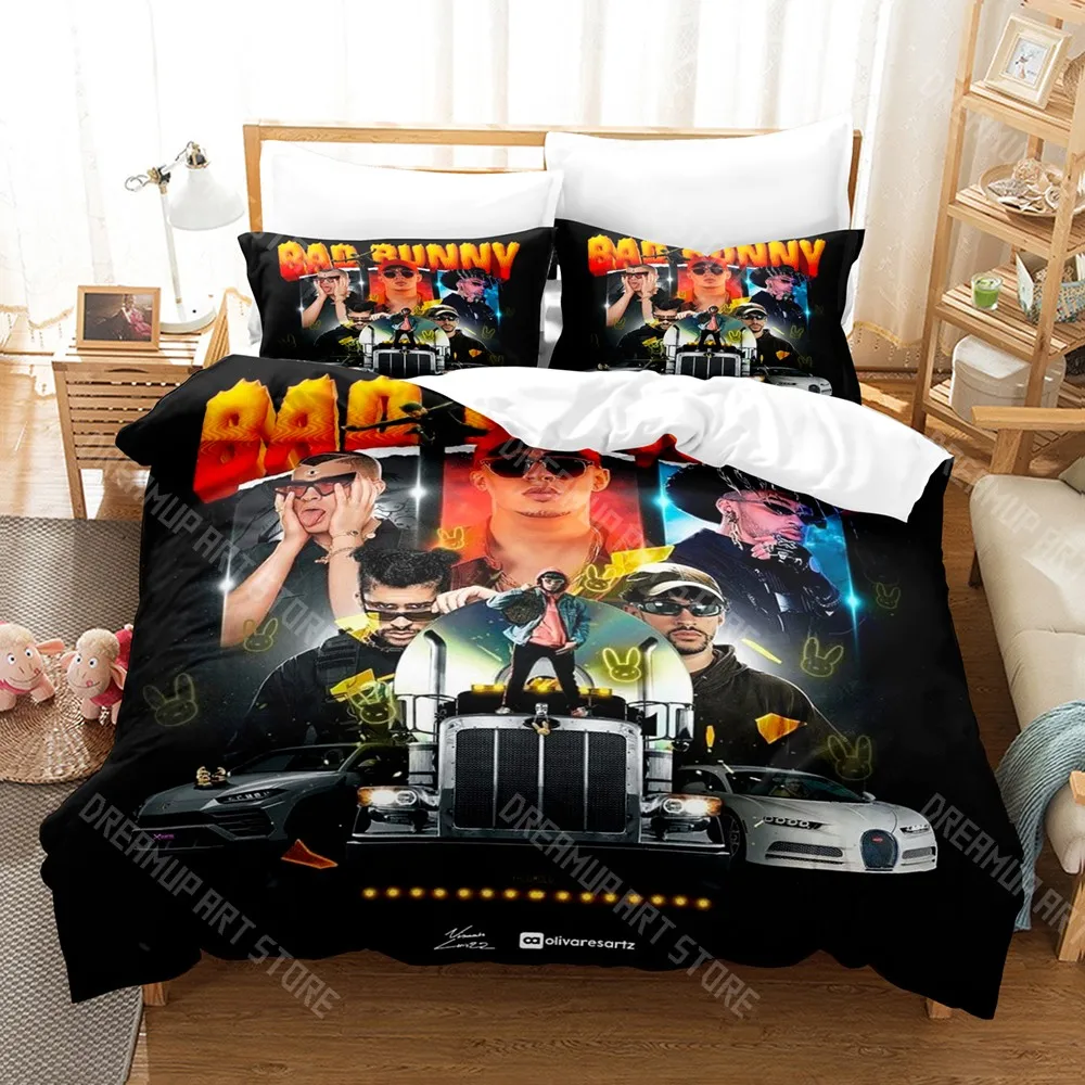 3D Printed Bad Bunny Un Verano Sin Ti Bedding Set for Boys Girls Duvet Cover Pillowcase Twin Queen King Full Single Double Sizes