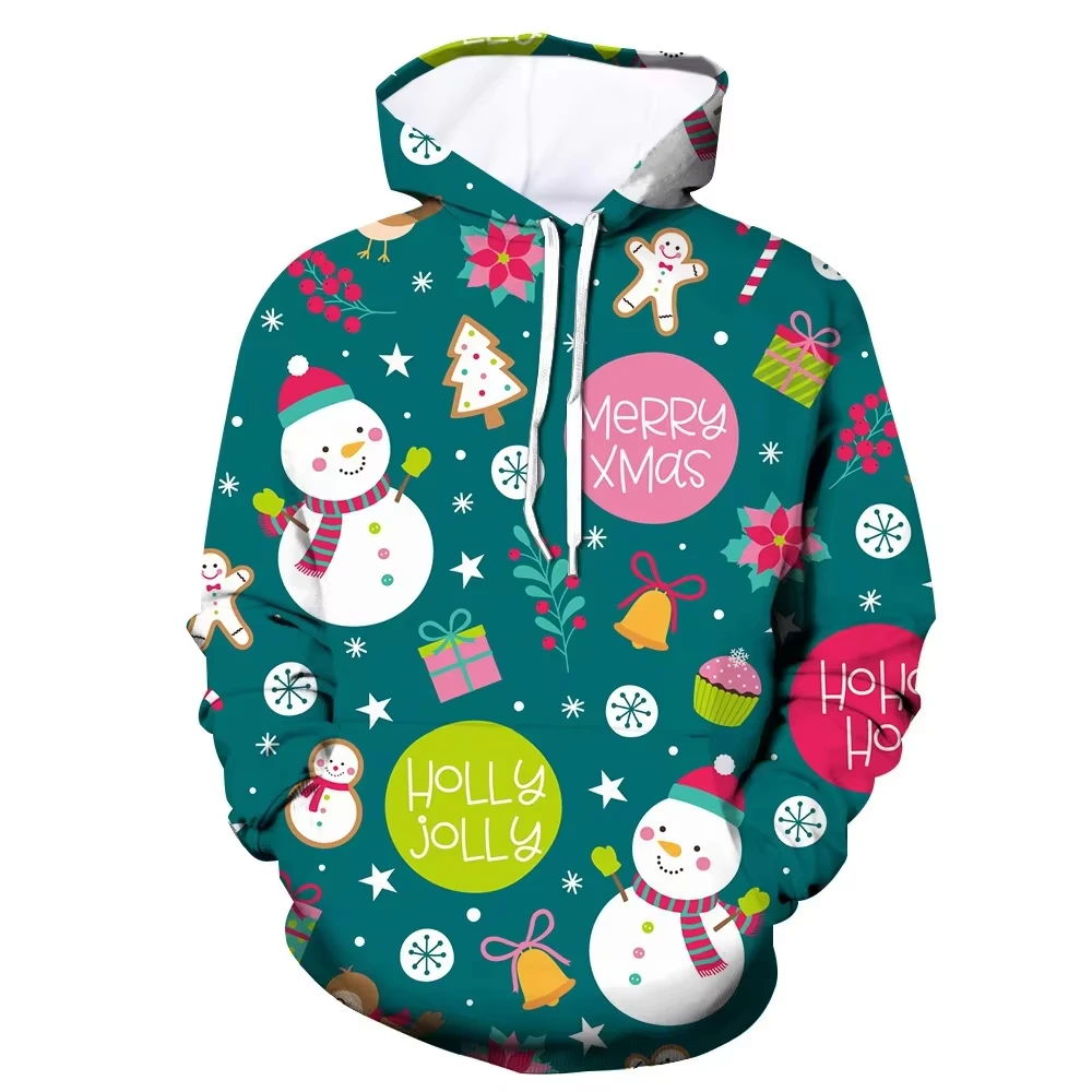 الخريف والشتاء ملابس رجالية ثلاثية الأبعاد مطبوعة عيد الميلاد نمط الرجال هوديي الرجال فضفاضة عادية المتضخم طفل هوديي المرأة هوديي