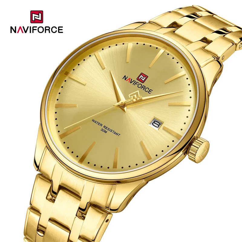 

NAVIFORCE Brand Design Men's Luxury Wristwatch Stainless Steel Stainless Steel Strap Calendar Quartz Watch Reloj Hombre 2024 New