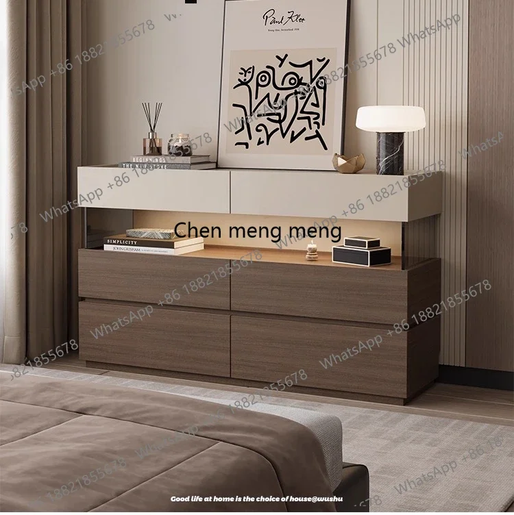 

Italian minimalist solid wood six-chest cabinet, bedroom, bedside storage cabinet, living room entry partition cabinet