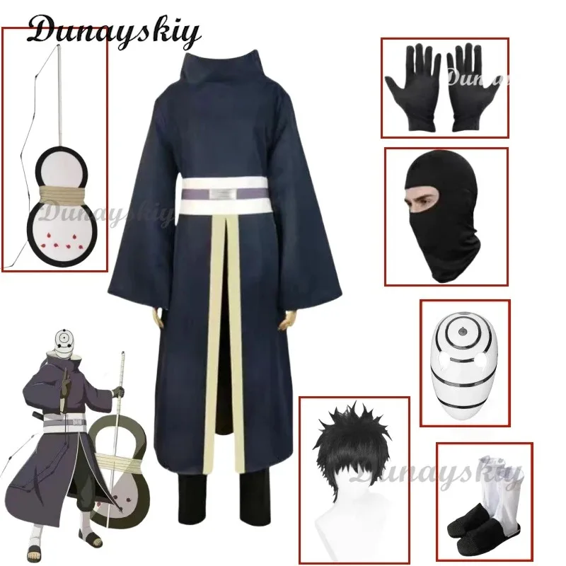 

Anime Obito Cosplay Costume Wig Mask Shoes Carnival Halloween Party Costumes Outfit For Adult Full Face Resin Party Mask