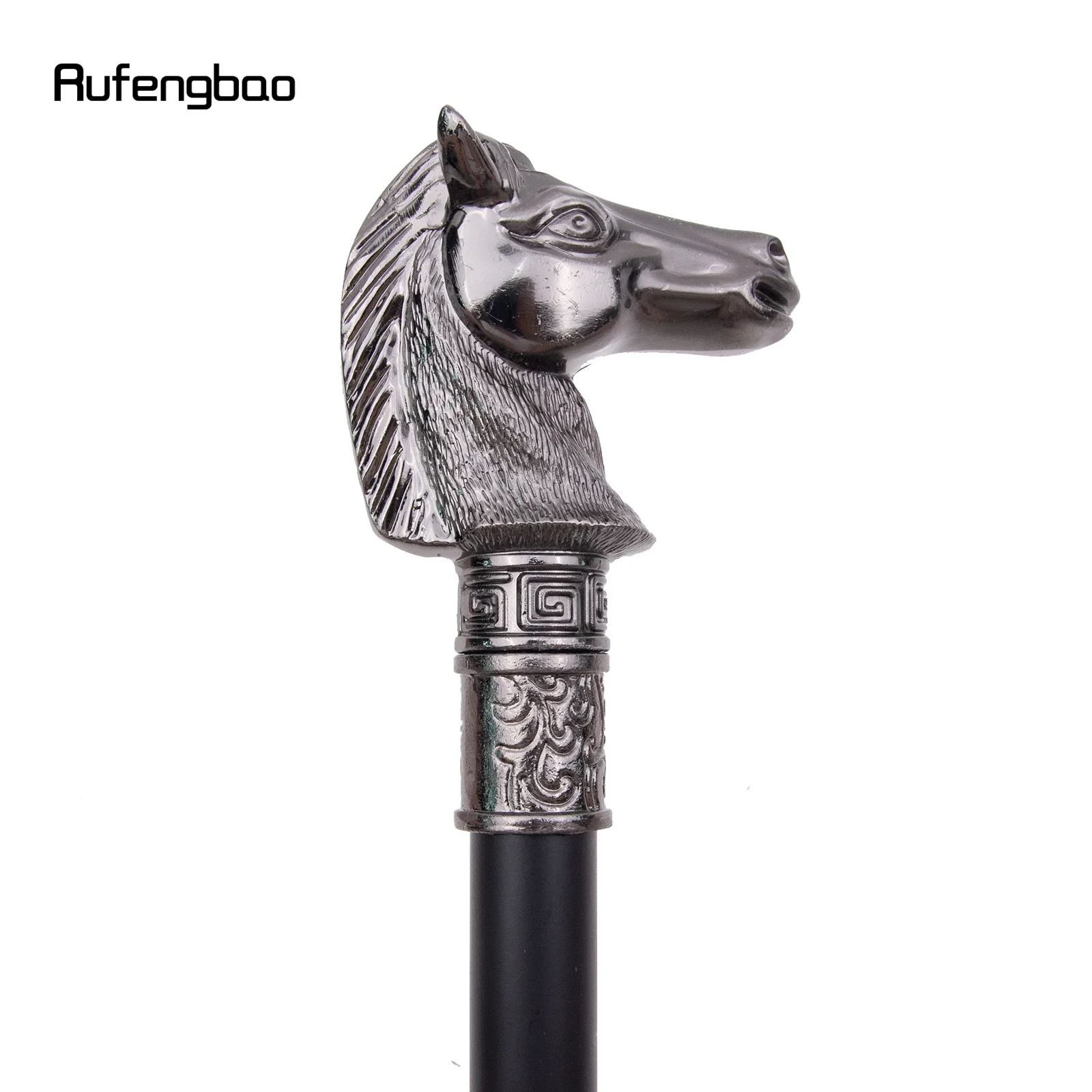 Race Horse Bristle Head Animal  Walking Stick with Hidden Plate Self Defense Fashion Cane Plate Cosplay Crosier Stick 93cm