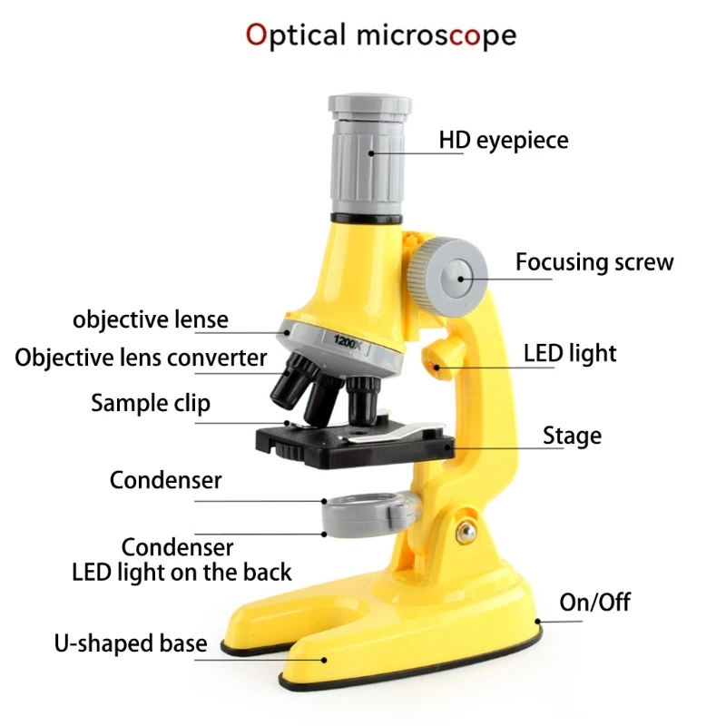 Microscope Biology Lab LED 1200x School Children Science Experiment Education Scientific Gifts For Child Scientist