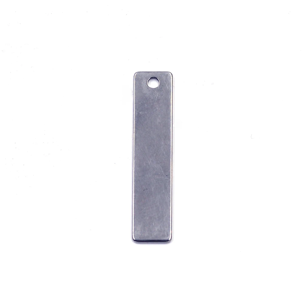 100Pcs Pendants Rectangle Blank Stamping Tags Stainless Steel Breloque Silver Tone Jewelry DIY Findings Charms 40x9mm