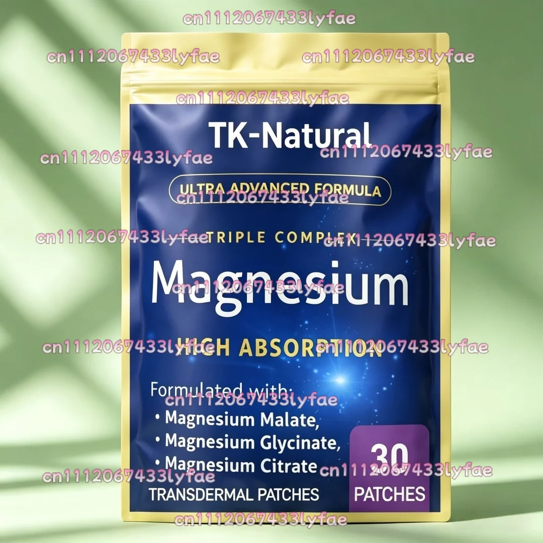 30 Patches Magnesium Complex Transdermal Patches Magnesium Glycinate, Citrate & Malate - Supports Muscle Relaxation, Sleep