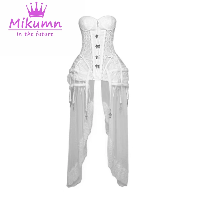 Gothic White Mesh Lace Women Vintage Lace-Up Boned Corsets And Bustiers Fashion Design Sexy Corset Top