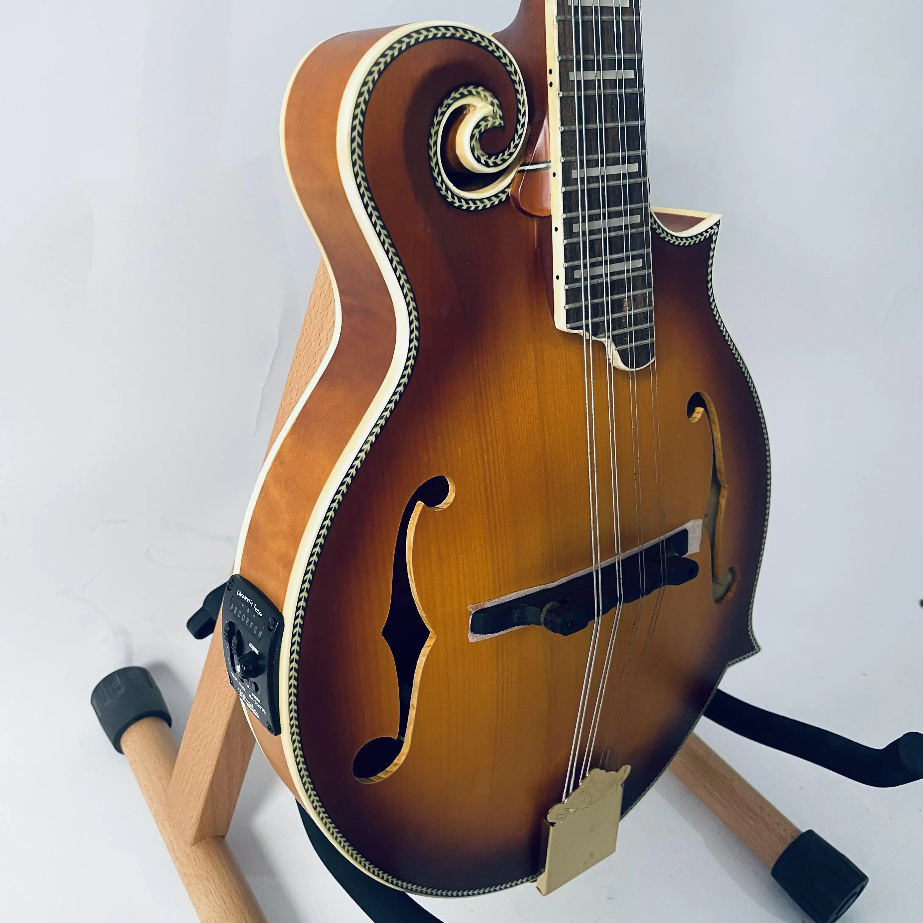 All Solid Spruce Top Flamed Maple Back and Side Mandolin Electric and Acoustic 8 Strings  68CM Length Genuine Authorised