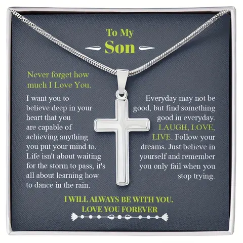Cross necklace for my son, gift from mom to son, gift from dad to son, cross for son, birthday gift for son