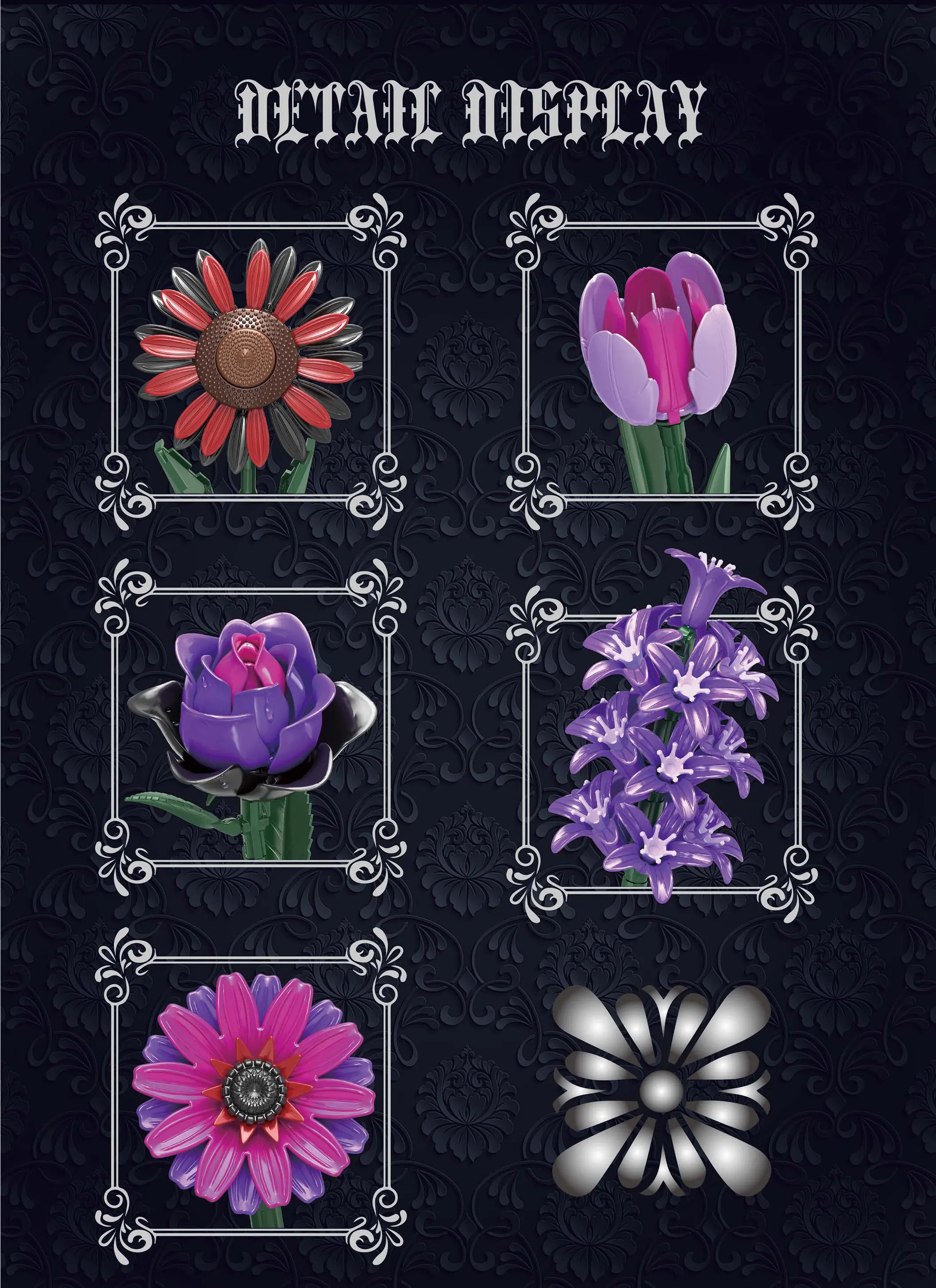 

Gothic Flower Bouquet 614PCS Building Block Set Romantic DIY Floral Arrangement Model Home Office Decor MOC Assembly Bricks