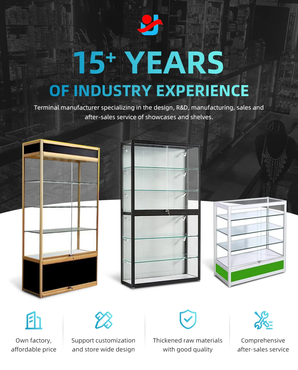 Custom.2024 Hot Sale Exhibition Display Glass Showcases Smoke Shop Store Display Glass Display Cabinet with Bottom Cabinet