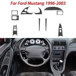 10Pcs Real Carbon Fiber Center Console Dashboard Kits Whole Car Interior Trim Accessories Sticker For Ford Mustang 1996-2003