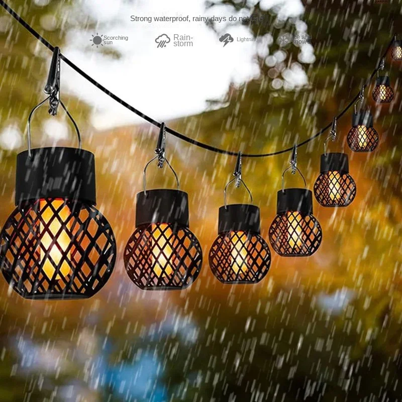 Outdoor Solar Lights Retro Lantern Lantern Lights Hanging Flame Lamp Landscape Lighting Floor Lights Spotlight Home Garden Decor