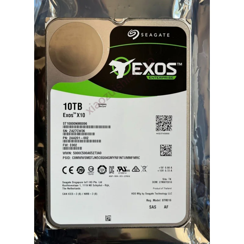 

ST10000NM0096 ДЛЯ SEAGATE EXOS 10 ТБ ENTERPRISE 7,2K 12 Гбит/с 256 МБ 3,5-дюймовый жесткий привод SAS