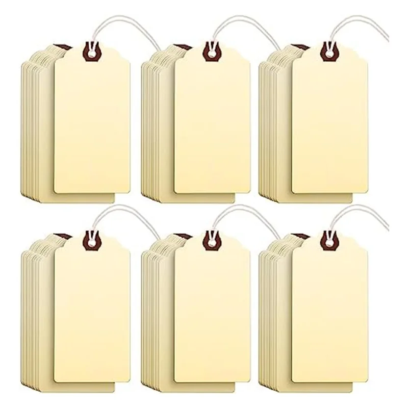 Qy-240Pcs 4 3/4 X 2 3/8In Manila Labels Shipping Labels Cardboard Labels With String Hanging Labels With Reinforced Holes