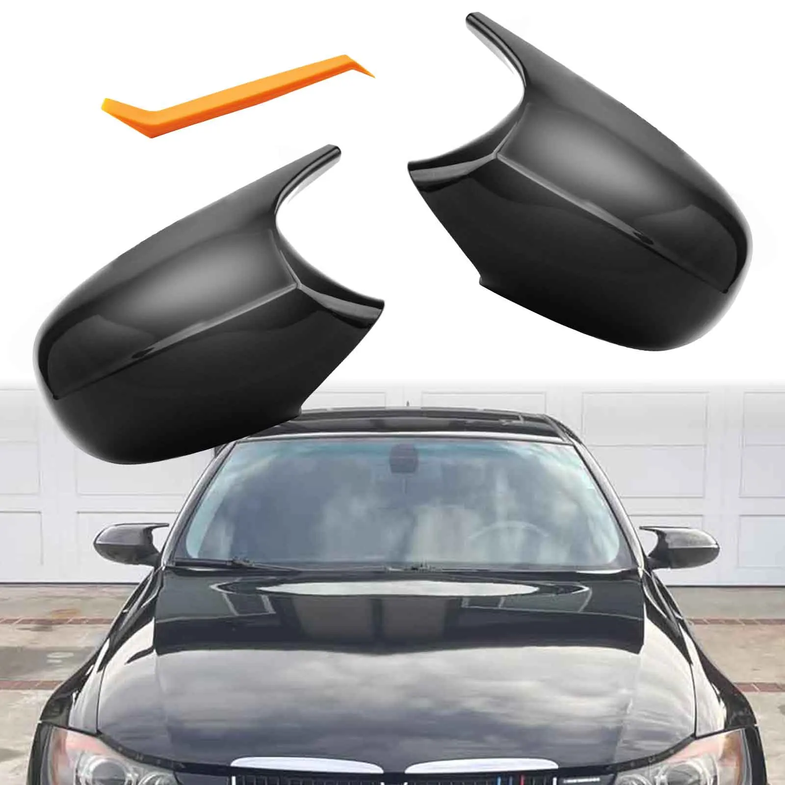 

Side Wing Mirror Cover Cap For BMW 3 Series E90 E91 E92 E93 LCI For BMW 1 Series E81 E82 E87 E88 2008-2013 M Style Gloss Black