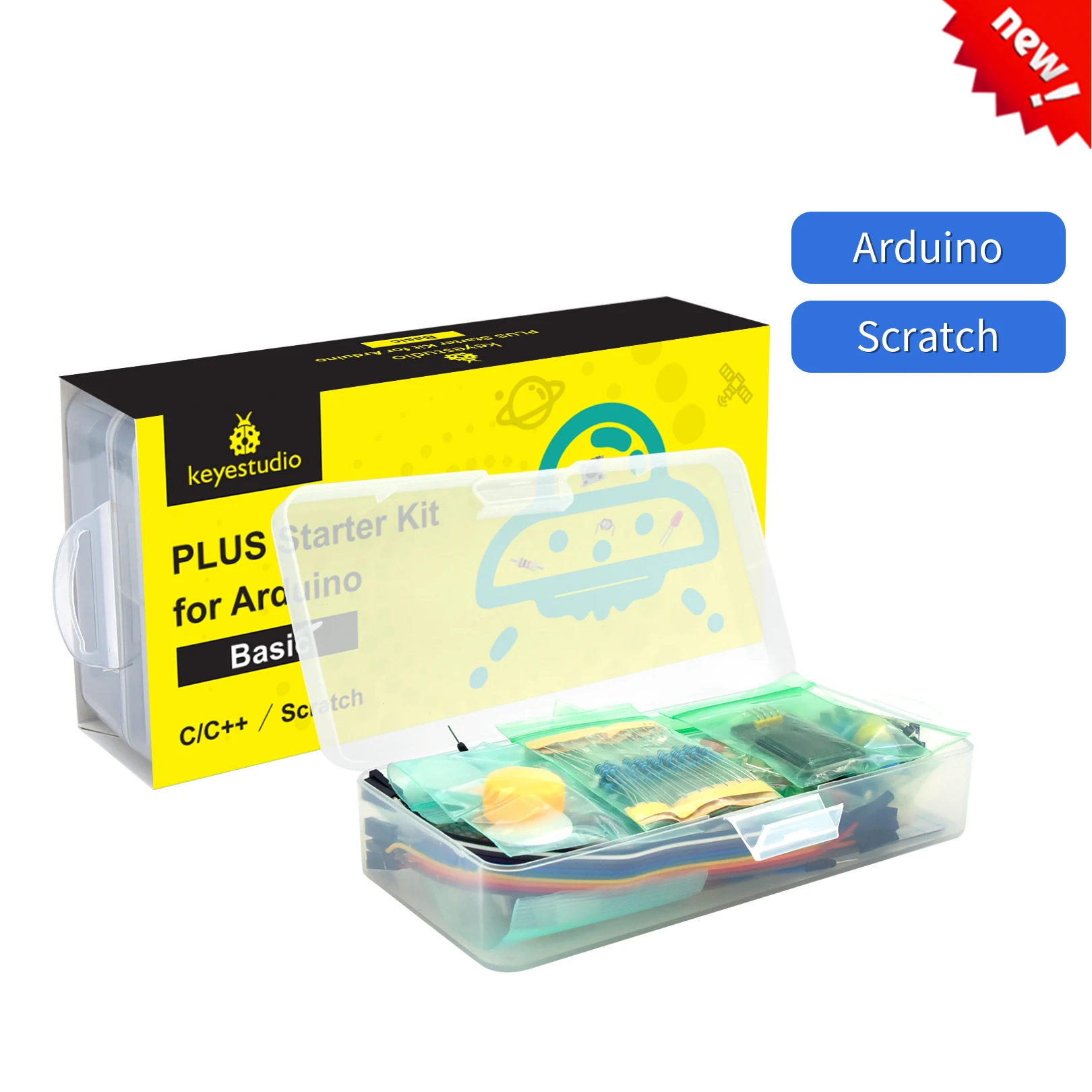 Keyestudio Starter Kit For Arduino PLUS Uno Projects DIY Scratch Graphical Programming 20 Projects (With PLUS Uno Board or Not)