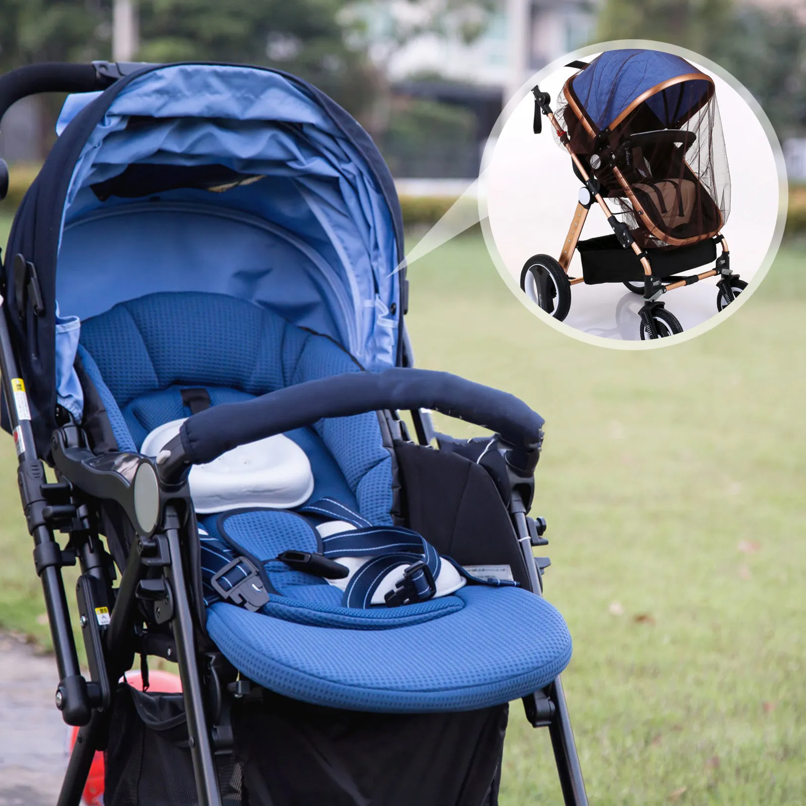 

3Pcs Universal Stroller Netting Cover High Quality Polyester Material Safe Durable Breathable Convenient Use Stroller Net