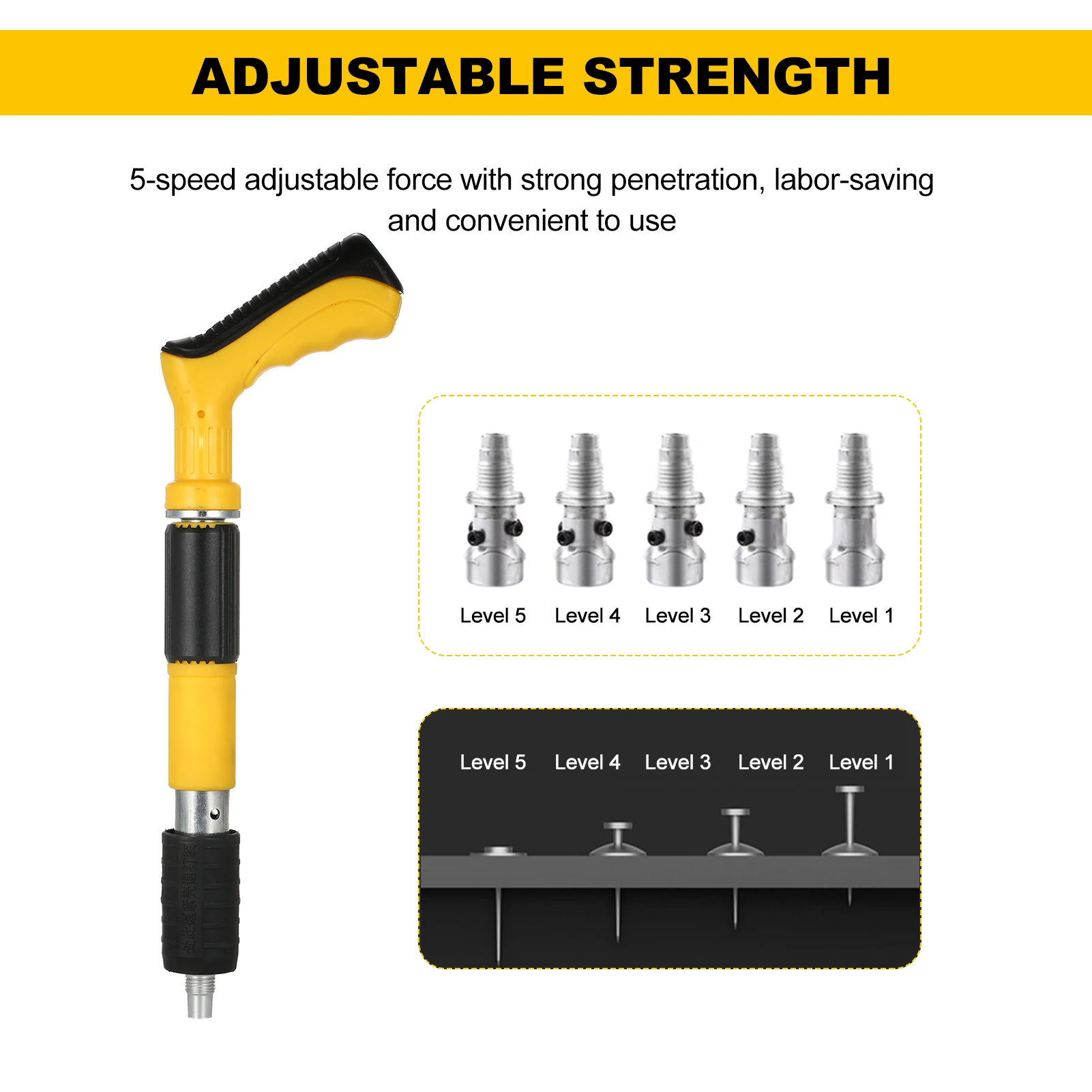 Nail Wall Fastening Tool High-pressure Nail Gun Manual Steel Nail Gun Strength Adjustable with 20 Nails for Home DIY Tools