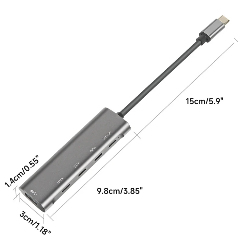 Divisor USB C de alta velocidad, concentrador USB C de 5 Gbps con 3 puertos USB C/USB 3,0/USB C PD60W, triangulación de envíos