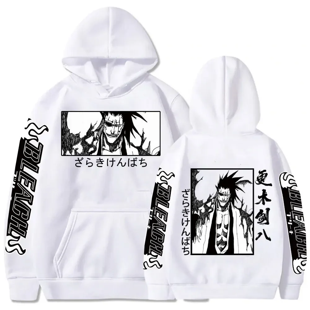 Japanese Anime Bleach Y2K Men Zaraki Kenpachi manga Hoodies Graphic plus size Funny Harajuku Cartoon Pullovers Male Sweatshirts