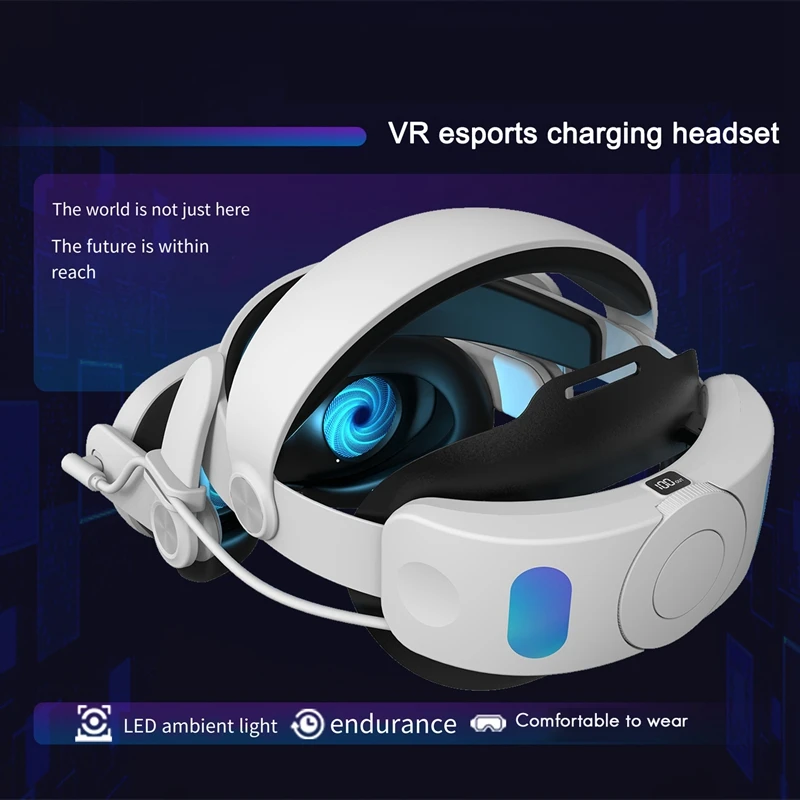 화이트 플라스틱 RGB 헤드 스트랩, 조정 가능한 향상된 VR 액세서리 교체, 메타 퀘스트 3 VR 헤드셋 엘리트 스트랩, 1 개