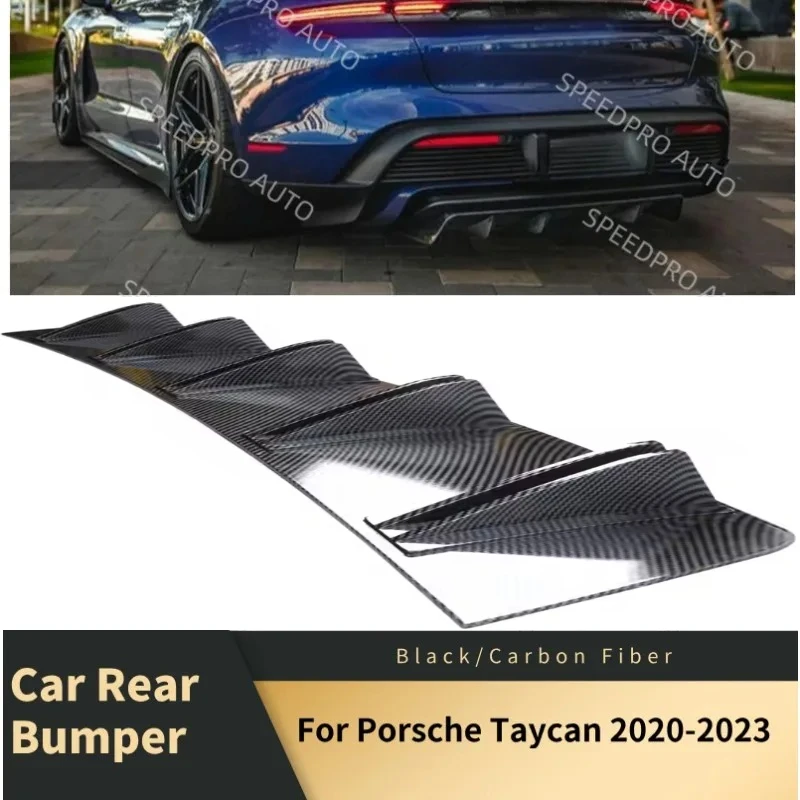 

For P0rsche Taycan 2020-2023 Rear Diffuser 5 Fins Shark Bumper Splitter Spoiler Lip Car Body Kit Accessories Carbon Fiber