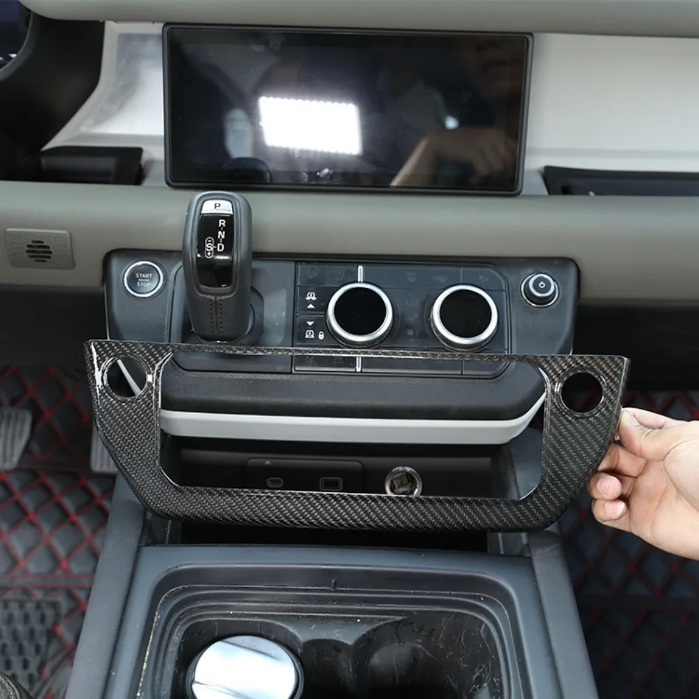

Car Center Console Air Conditioning Mode Button Frame For Land Rover Defender 110 2020-2021 carbon Fibre Trim Cover Accessories