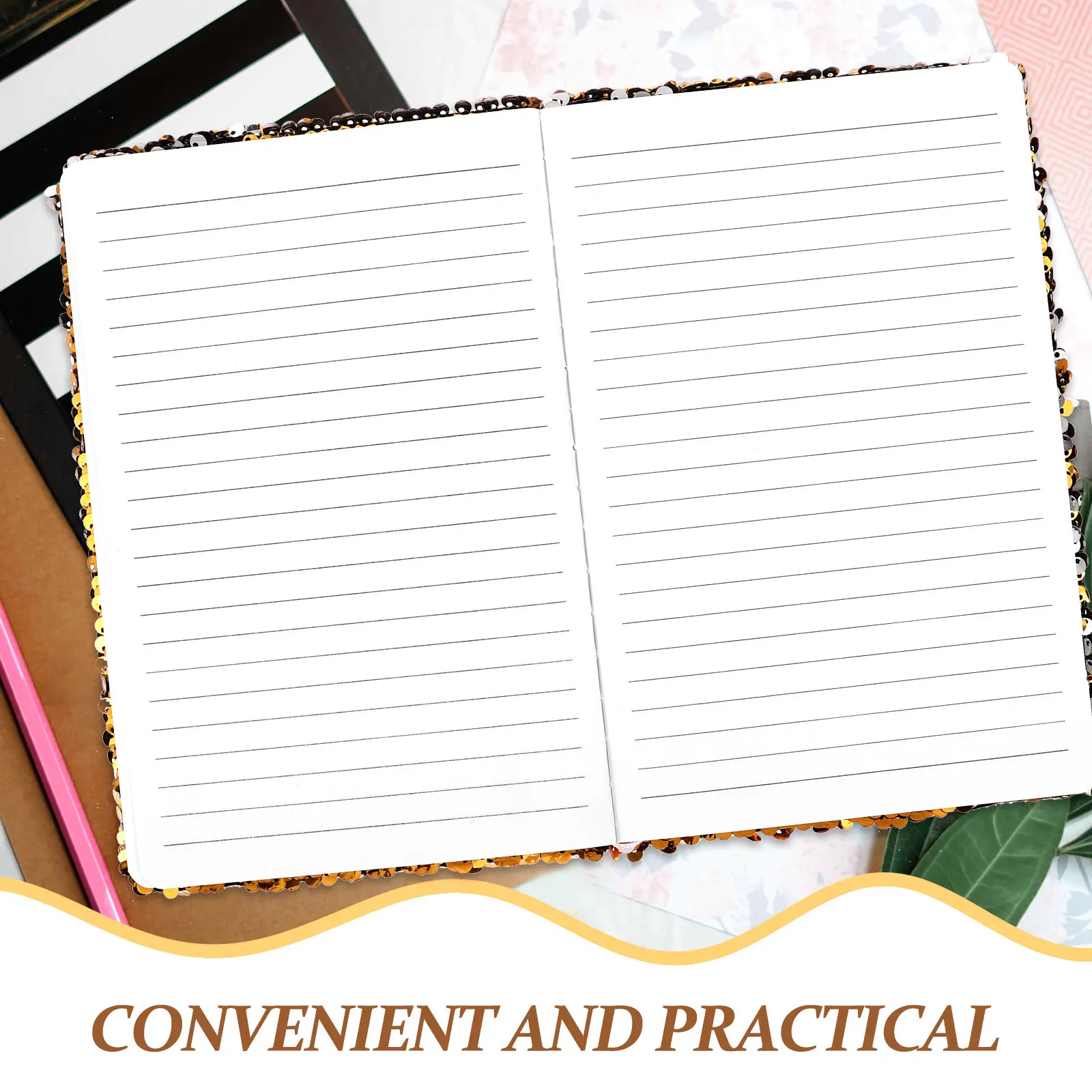A5 Sequin Notebook Premium Thick Sequin Cover Stain Protection Diary Journal for Travel Memories Daily Writing