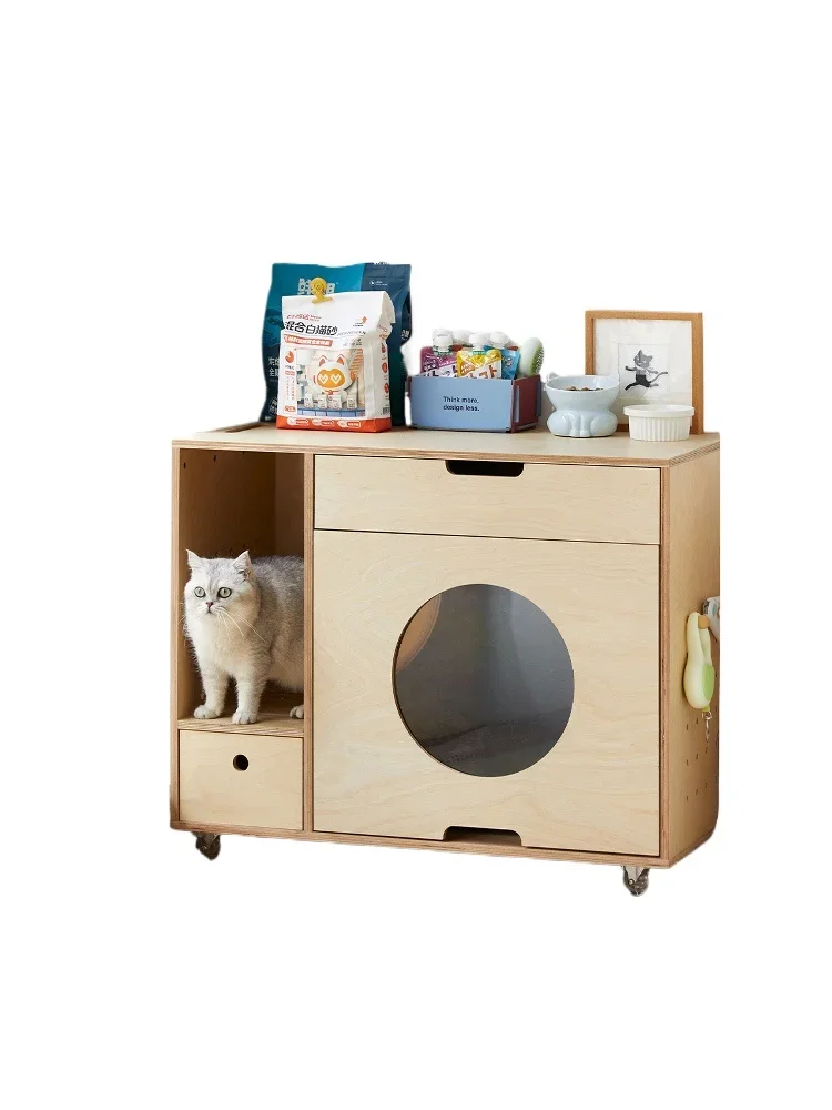 Cat litter box cabinet, marine board, odor insulation storage cabinet, pet cat toilet cabinet