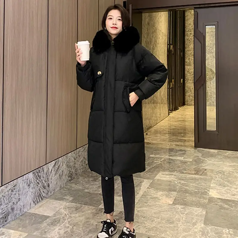 Women's Autumn Winter Cotton Coat Top Coat Mid-length Hooded Thickened Warm Leisure New Niche Versatile Slim Retro Trend Brand