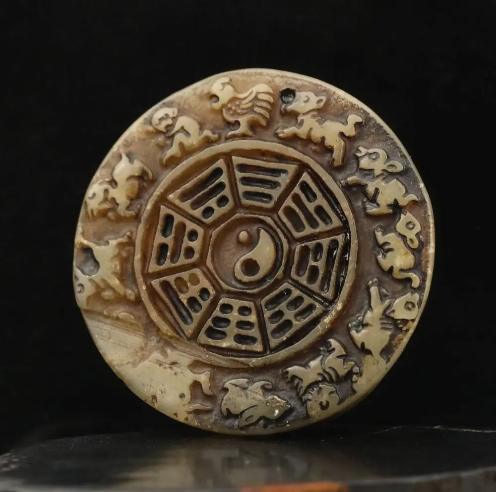 Old natural  jade hand-carved statue of snake zodiac Statue