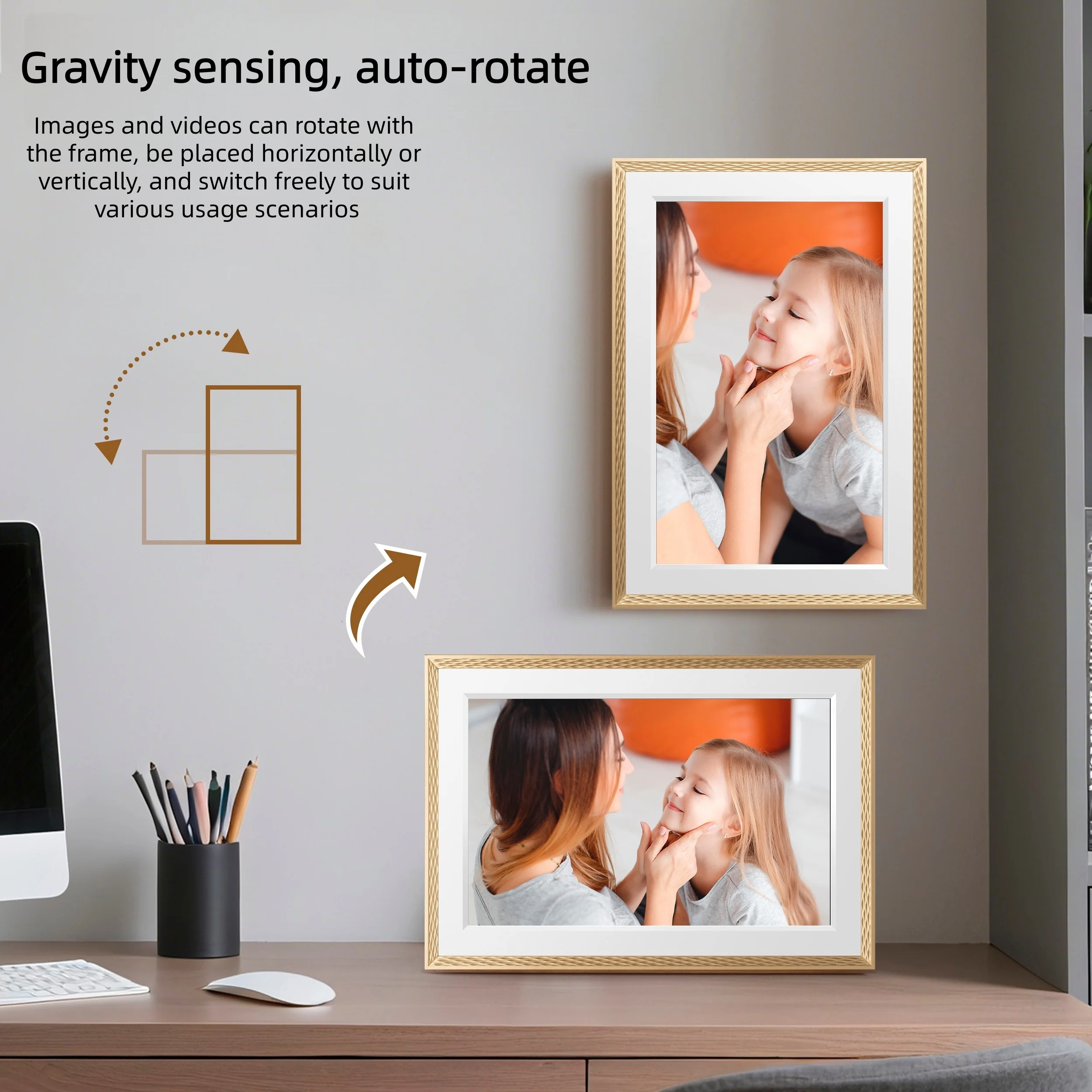 Frameo 10.1 Inch Digital Picture Frame，WiFi Electronic Frame，1280 * 800IPS HD Cloud Smart Digital Photo Frame,32GB Storage, Wall