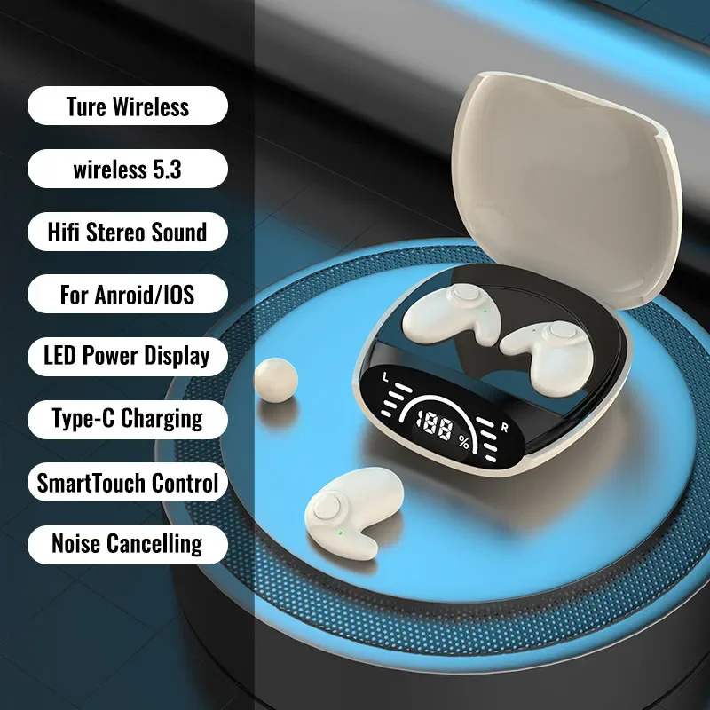Onzichtbare Slaap Oordopjes Mini Draadloze Koptelefoon Bluetooth 5.3 Hoofdtelefoon HiFi Stereo Sport Ruisonderdrukking Headsets voor XIAOMI