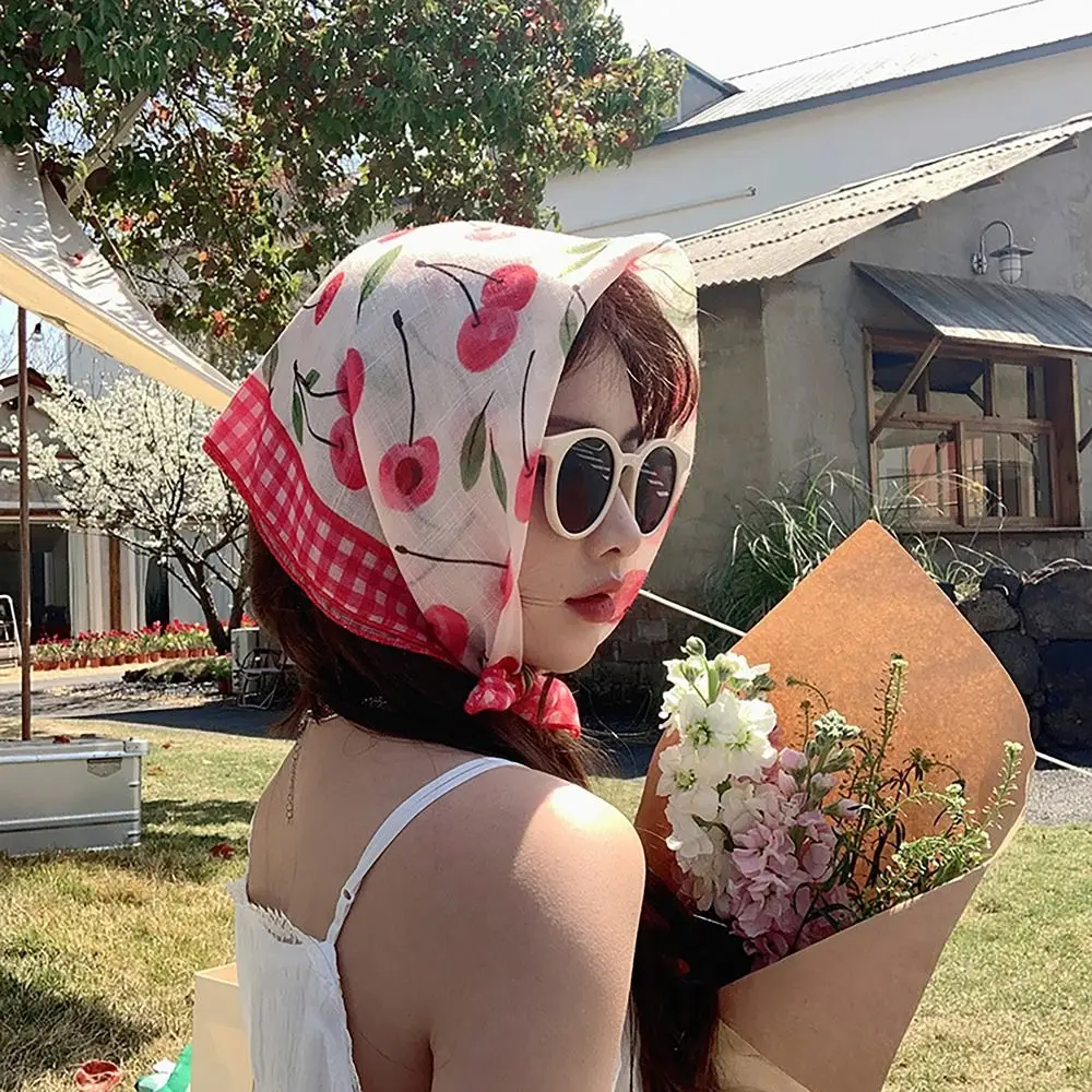 Flower Printed Headscarf Gentle INS Style Sun Protection Headband Towel French Pastoral Style Headband Women