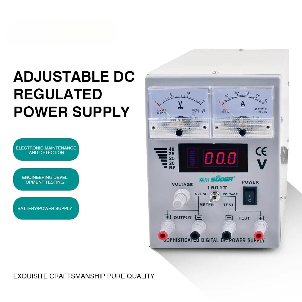 Regulador analógico de precisão ajustável 15v 1a dc display lcd fonte de alimentação de comutação estável para reparo de telefone compatível 240v 220v
