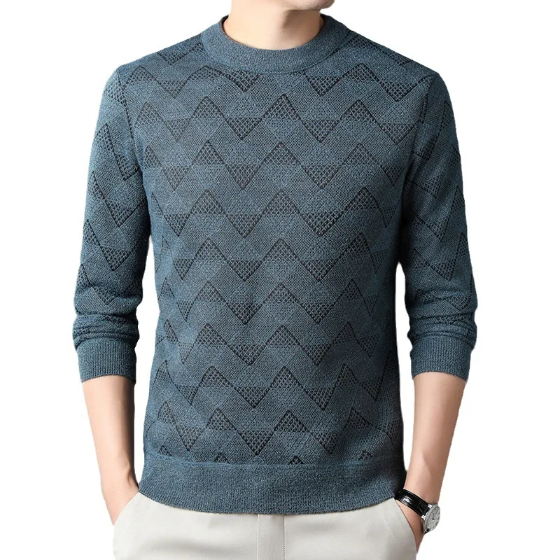 Winter New Sweater Men's Long Sleeve All-Match Casual Fleece Sweater Men's Thickened Thermal Base Men's Clothing
