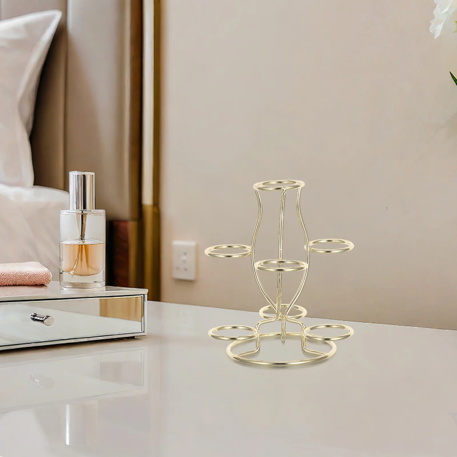 كريستال الكرة حامل الحديد 7 فتحات قاعدة عرض المجال المعدني لحامل الكرات الأرضية غرفة المعيشة مكتب ديكور المجالات #2