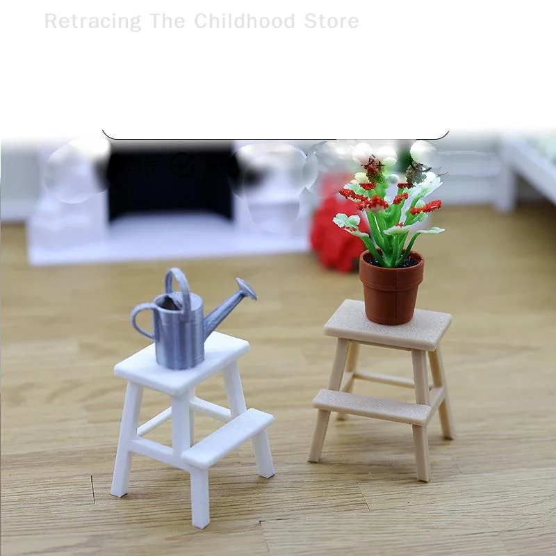 

1Pc 1/12 Dollhouse Storage Stool Small Stool Plastic Footstool Double-Layer Sit Chair Holding Stool Miniature Cat Step Stool
