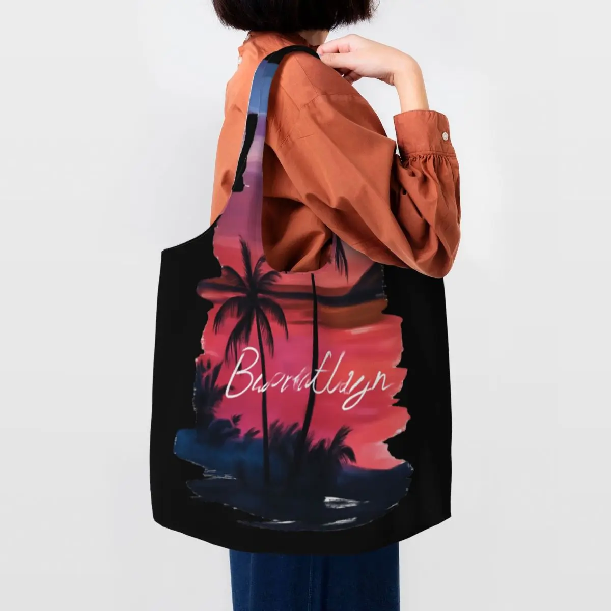 Beautiful Sunset Vibes Large Capacity Canvas Tote Bag Single Shoulder Work Commute Bag For Women Eco-Friendly Shopping Bag